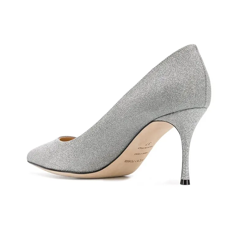 SERGIO ROSSI Slim Heel High Heels Women's Silver-4