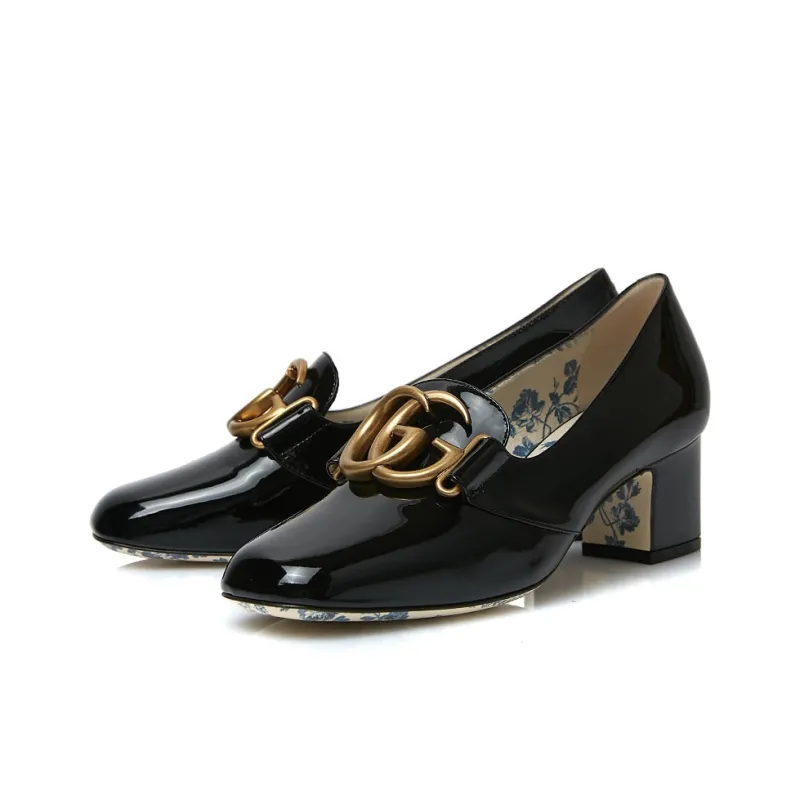GUCCI Block Heel High Heels 5cm Women's Black-3