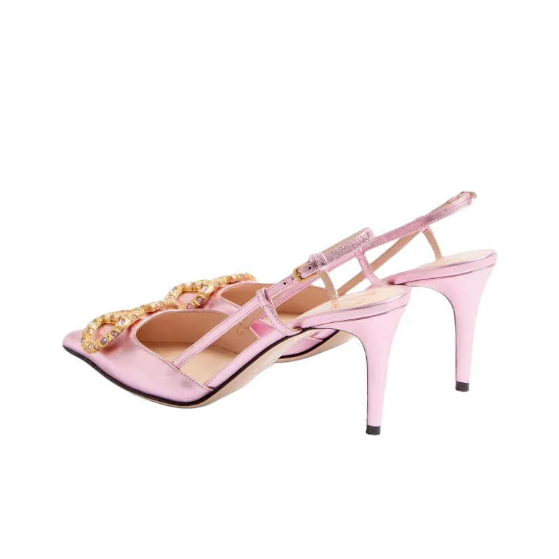 Valentino VLogo Signature Slim Heel High Heels 8cm Women's Pink-4