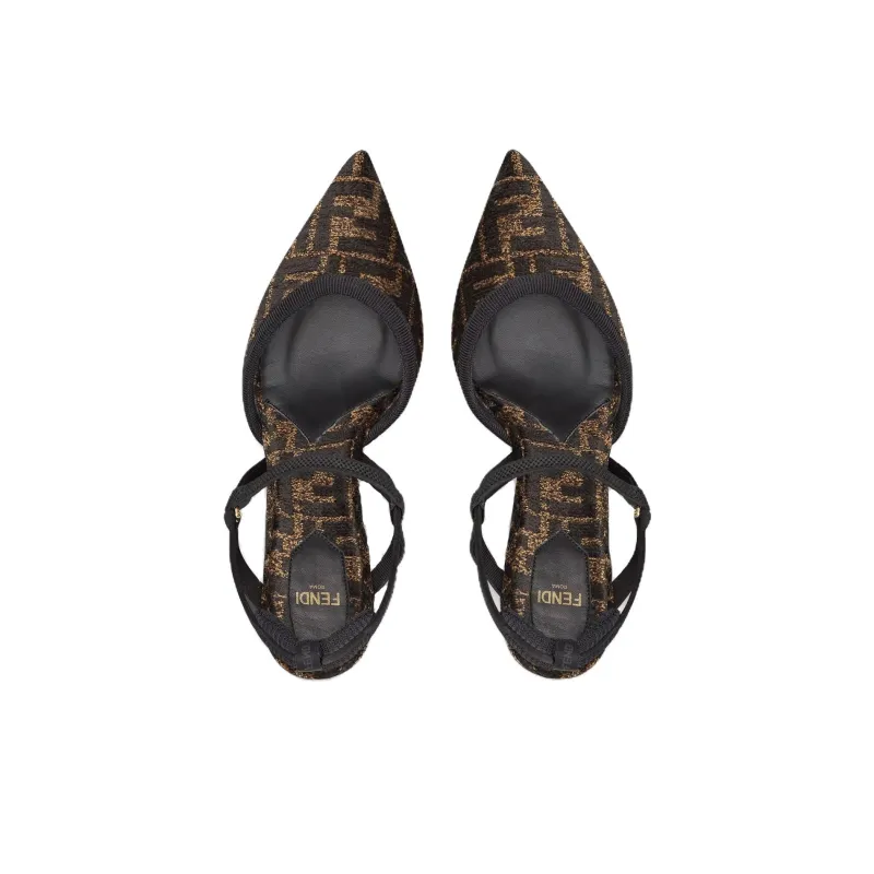 FENDI Monogram Jacquard Pointed Toe Pumps-2