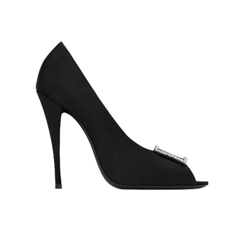 SAINT LAURENT Peep Almond Toe Pumps-1