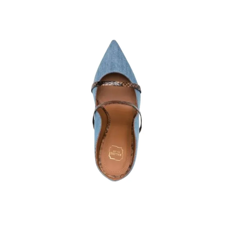 Malone Souliers Slim Heel High Heels 10cm Women's Blue-4