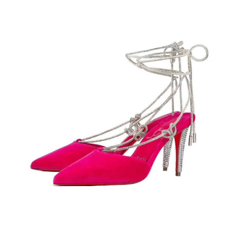 Christian Louboutin Astrid Lace 85mm Velvet Pumps-2