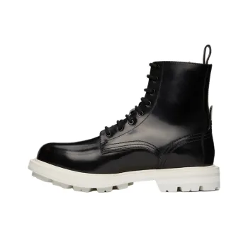 Alexander McQueen Shiny Liquid Spazzol Ankle Boots Men's Black Gray White