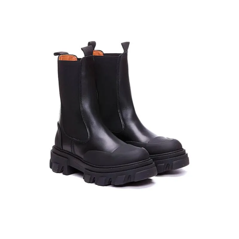 GANNI Cleated Faux-leather Chelsea Boots-2
