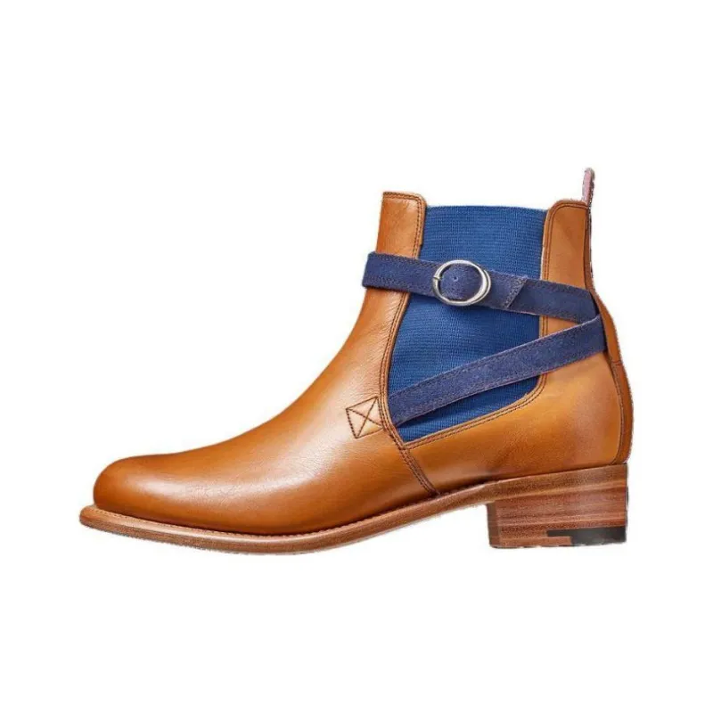 BARKER Alexandra Short Chelsea Boots Women's Brown Blue-0