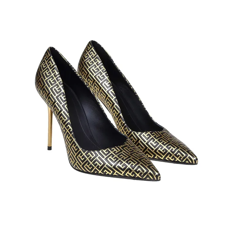 BALMAIN High Heels 9.5cm Women's Black Gold-2