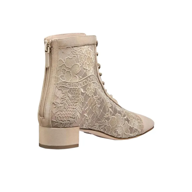DIOR Naughtily-D Ankle Boots 3cm Women's Beige-2