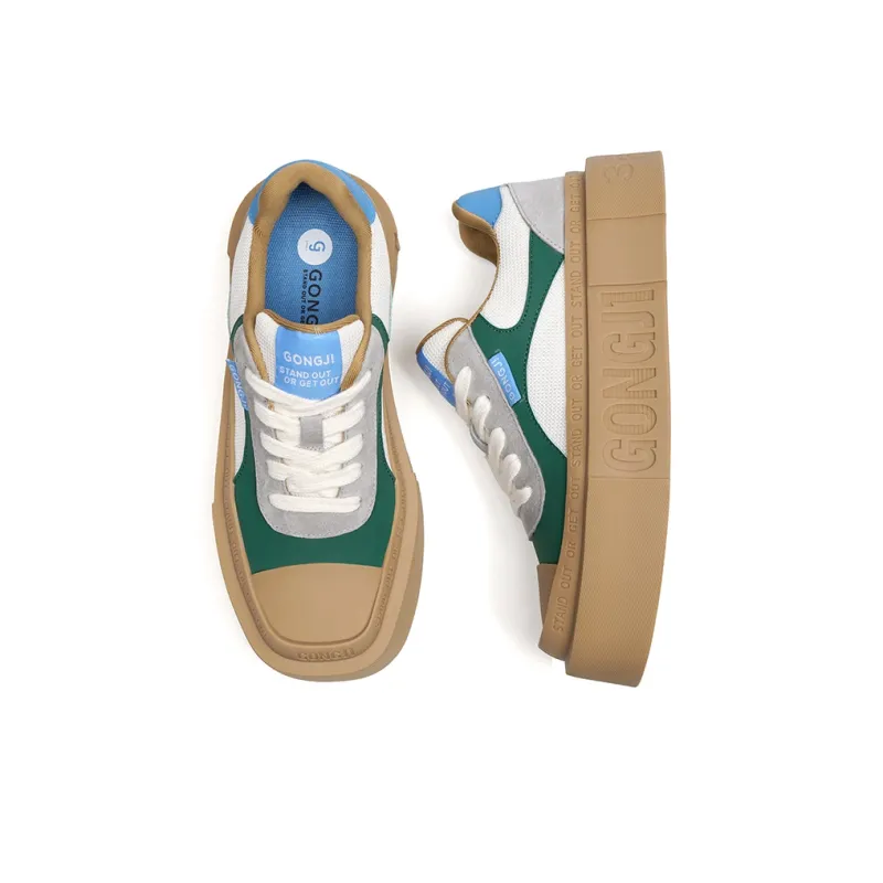 GONGJI Square Inch Of Ground Low Top Skateboard Shoes Unisex Green-4