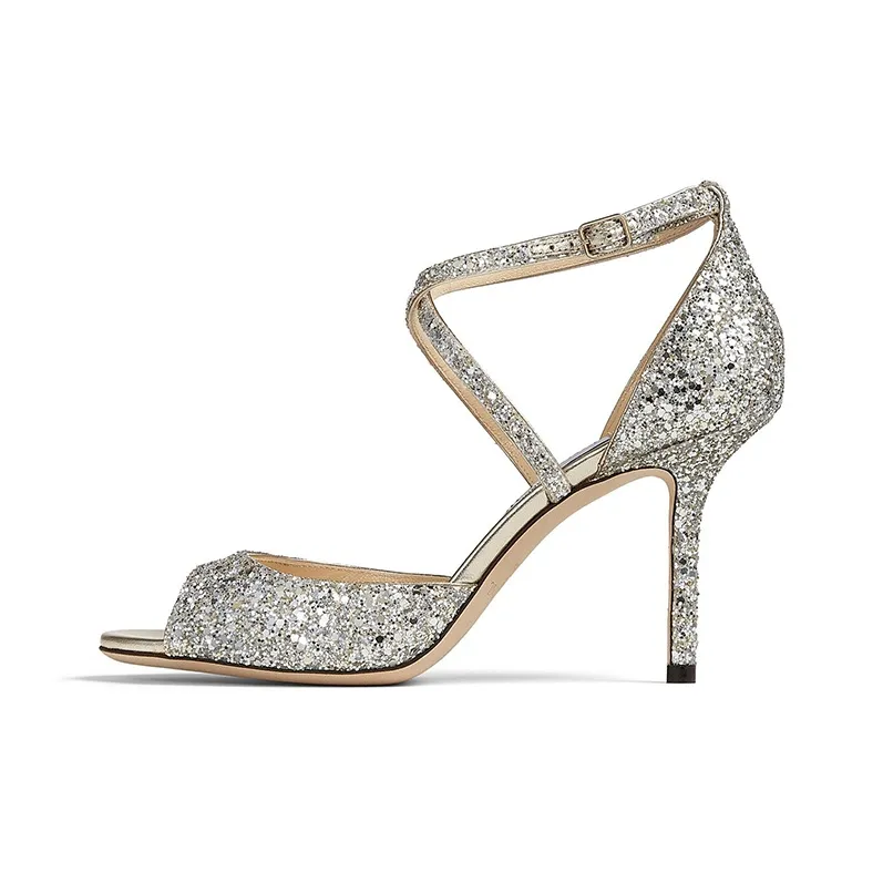 Jimmy Choo Emsy Slim Heel High Heels 8.5cm Women's Champagne-0