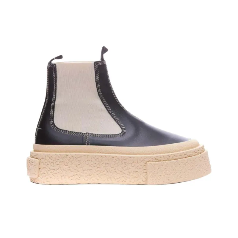MM6 Maison Margiela Round-toe Leather Ankle Boots-1
