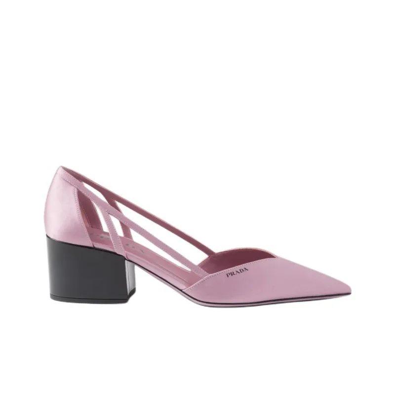 PRADA Chunky Heel High Heels 5.5cm Women's Pink-1
