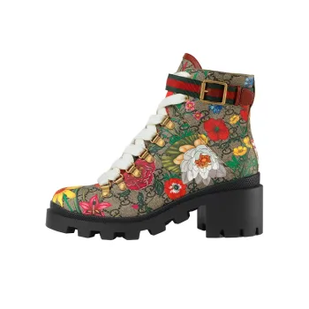 GUCCI Flora Print 57mm Ankle Boots