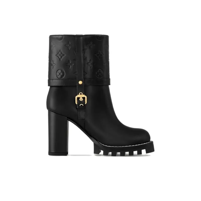 LOUIS VUITTON Star Trail Ankle Boots 8cm Women's Black-1