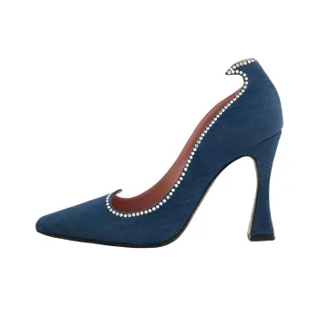 Les Petits Joueurs Taya Spool Heel High Heels 10cm Women's Blue
