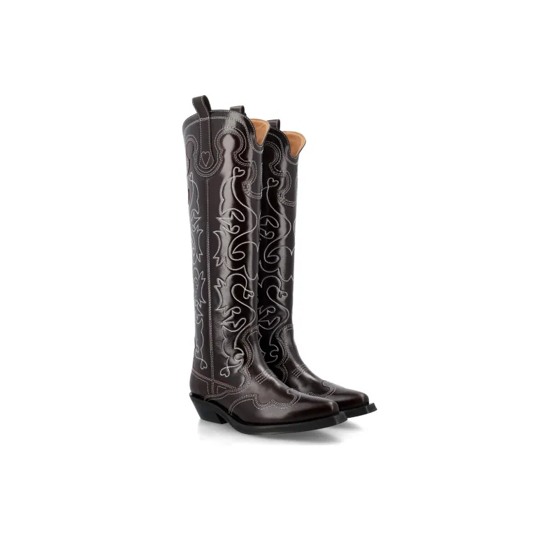 GANNI 40mm Knee-high Western Boots-3