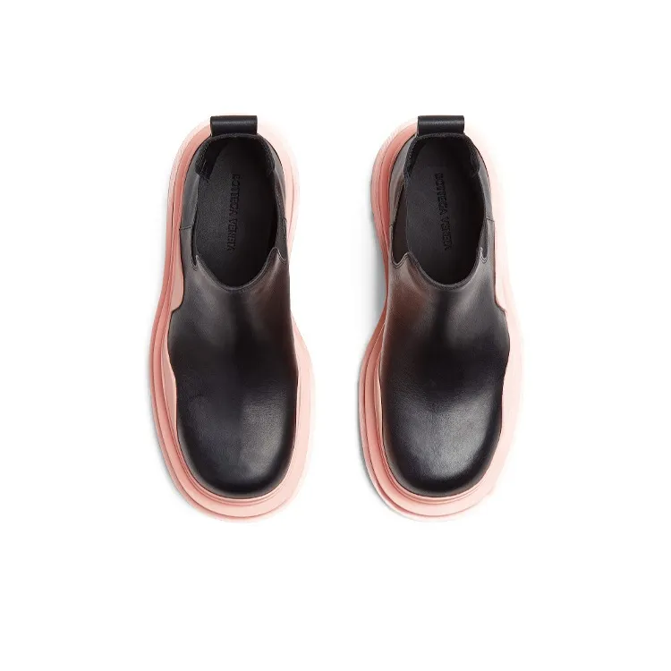 Bottega Veneta Tire Ankle Chelsea Boot Black Pink Women's-2