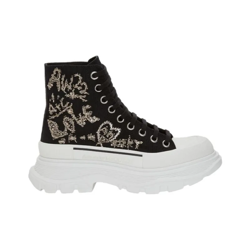 Alexander McQueen Tread Slick Boot Black Multi Crystal Women's-1