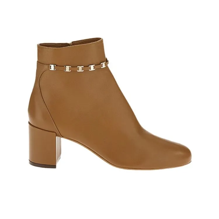 FERRAGAMO Vara Ankle Boots Women's Coffee-1