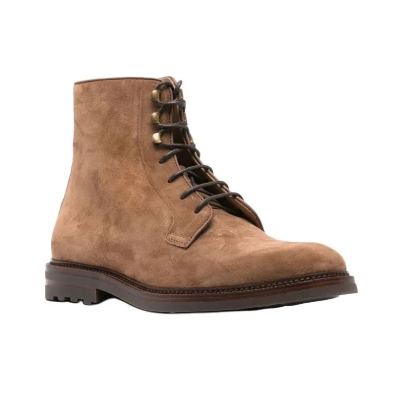 Brunello Cucinelli Round Toe Lace Up Ankle Boots-2
