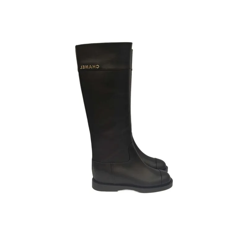 CHANEL Knee-high Boots Women's Black-3