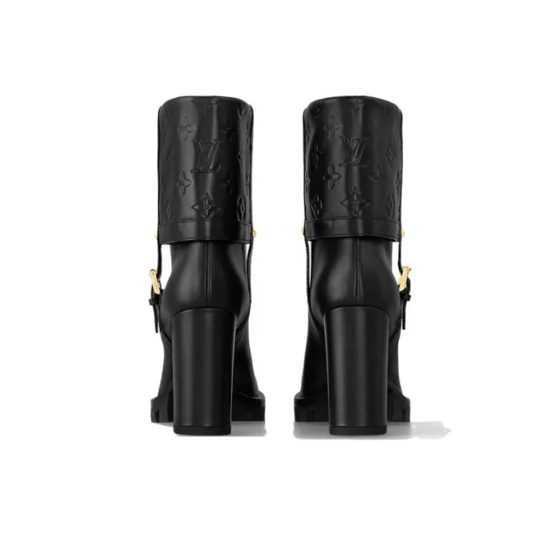 LOUIS VUITTON Star Trail Ankle Boots 8cm Women's Black-4