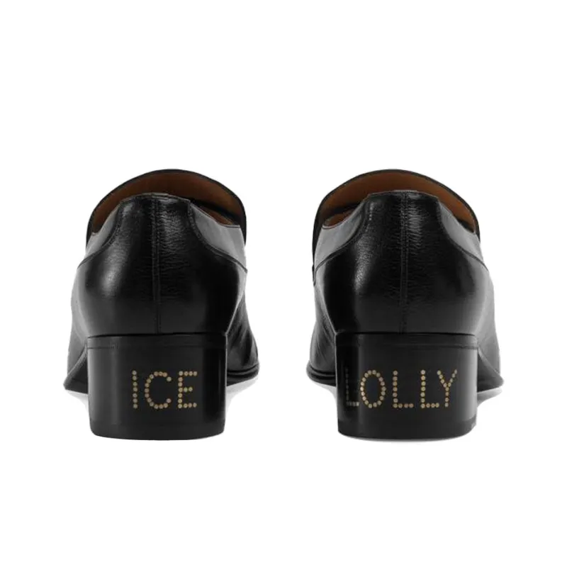 GUCCI 'Ice Lolly' Block Heel High Heels 5cm Men's Black-4
