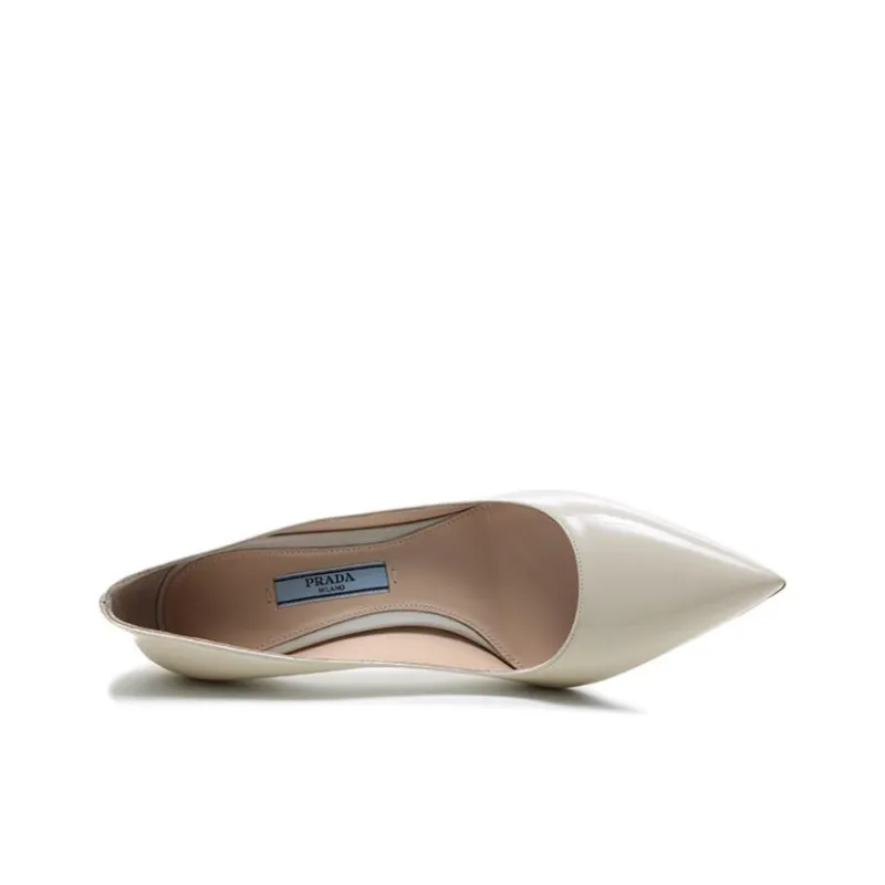 PRADA Pointed Patent Leather Heels 'White' Women's-3