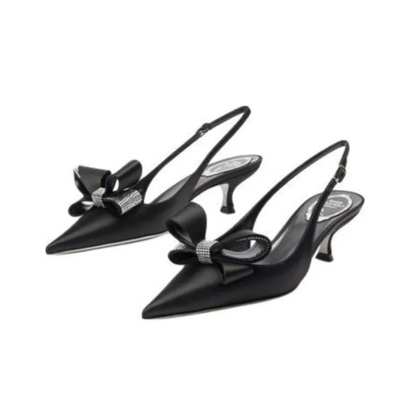 RENE CAOVILLA Arabella Spool Heel High Heels 5cm Women's Black-3