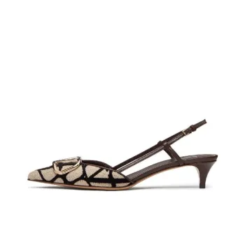 Valentino Cone Heel High Heels Women's Beige Brown