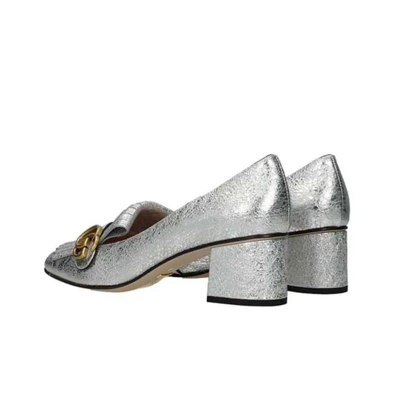 GUCCI Block Heel High Heels Women's Silver-2