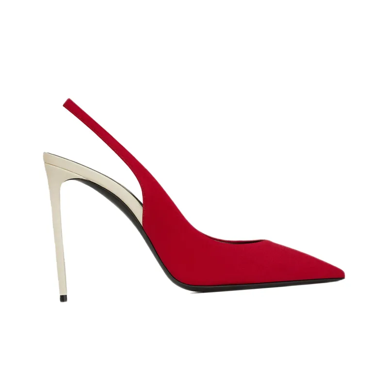 SAINT LAURENT Zoe Slim Heel High Heels 10cm Women's Dark Red-1