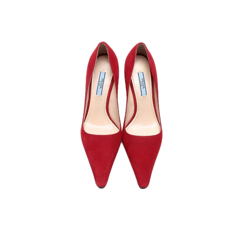 PRADA Slim Heel High Heels Women's Red-3