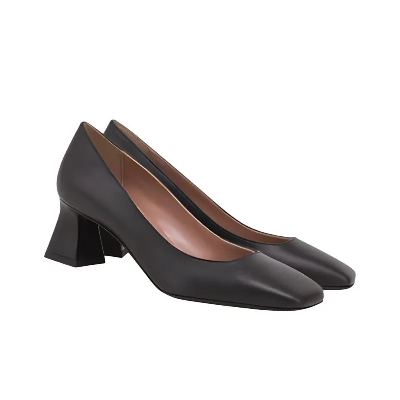 Pollini Nina Block Heel High Heels 5.5cm Women's Black-3