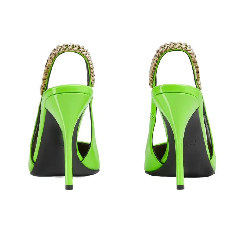 GUCCI 24 Spring And Summer Collection Signoria Collection Slim Heel High Heels 10cm Women's Green-4