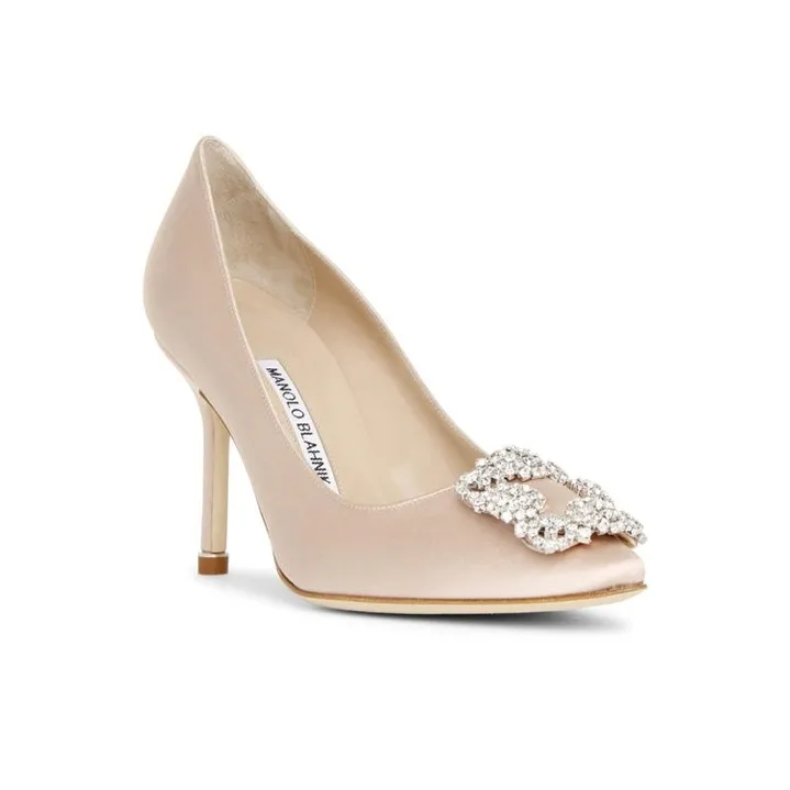 MANOLO BLAHNIK Slim Heel High Heels 10.5cm Women's Pink Beige-2