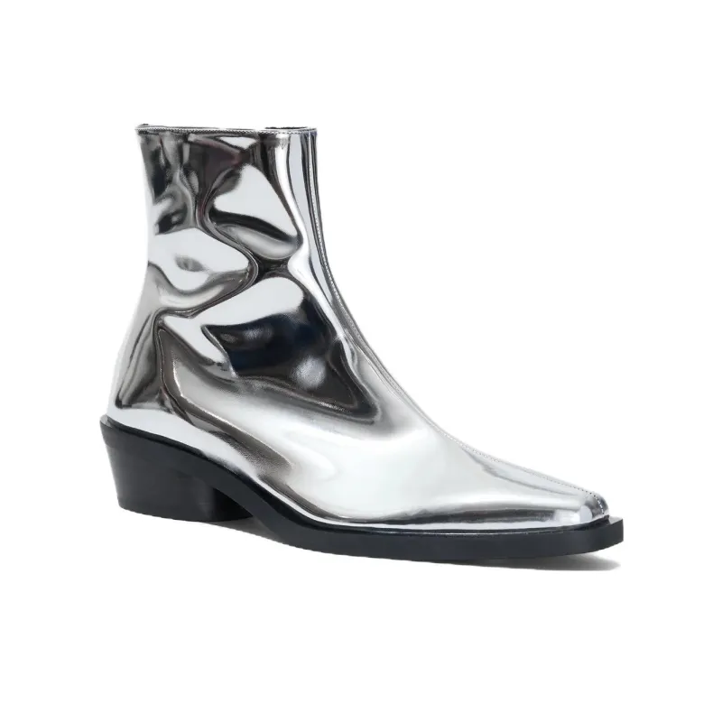 PROENZA SCHOULER Bronco Mirrored-finish Ankle Boots-1