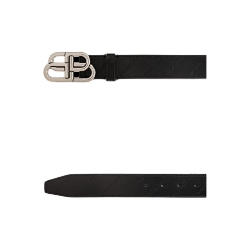 Balenciaga Calfskin Leather Belts Men's Black -3