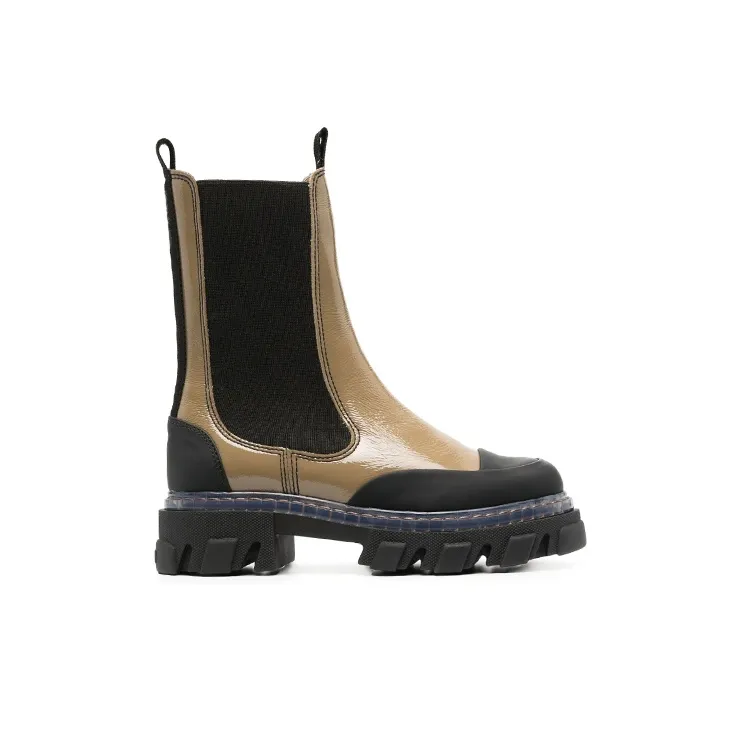 GANNI Short Chelsea Boots 5cm Women's Umber Black-1