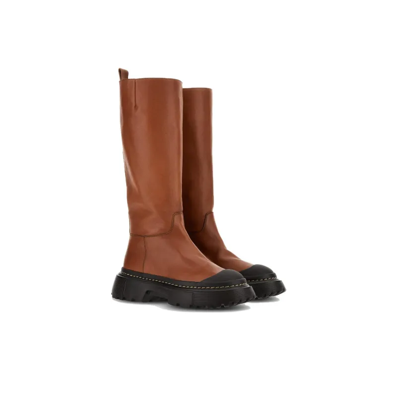 HOGAN Knee high Boots 5cm Women's Brown-2