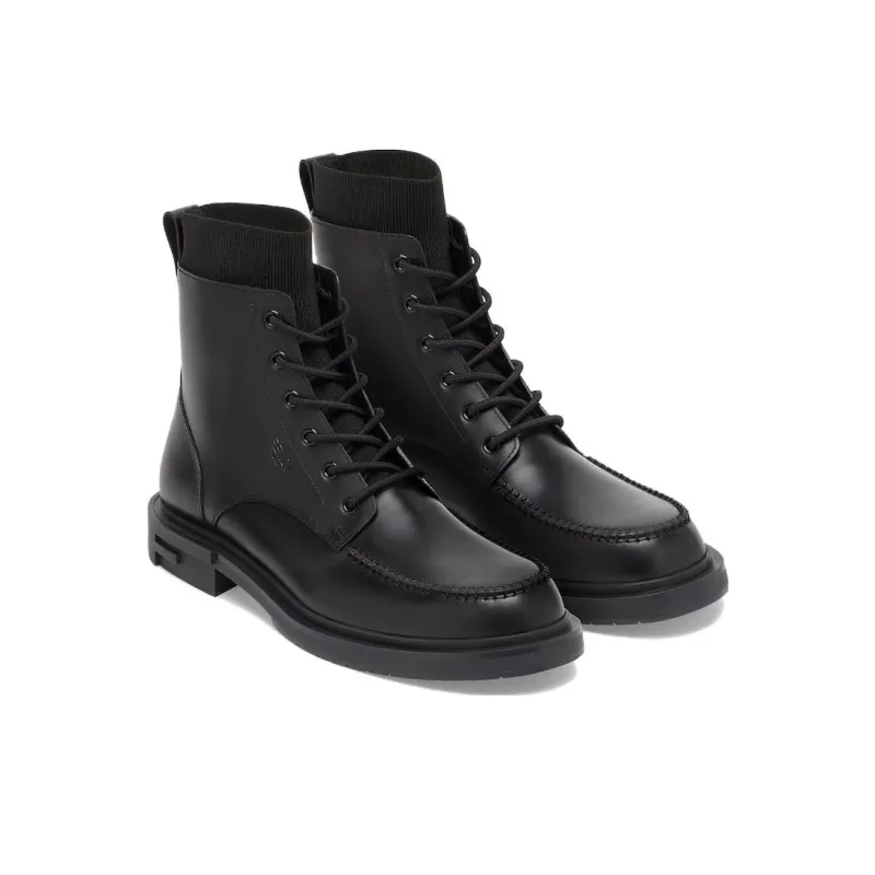 FENDI Frame Short Mid-Calf Martin Boot Men's Black-3