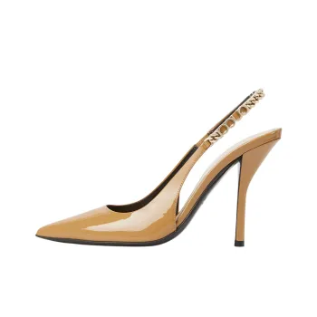GUCCI SLINGBACK Slim Heel High Heels 10.5cm Women's Khaki
