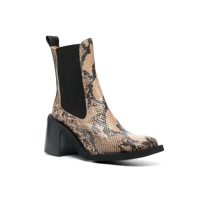 GANNI Short Chelsea Boots Women's Brown Black-1