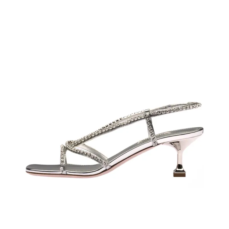 MIU MIU Flared Heel High Heels 5.5cm Women's Silver-0