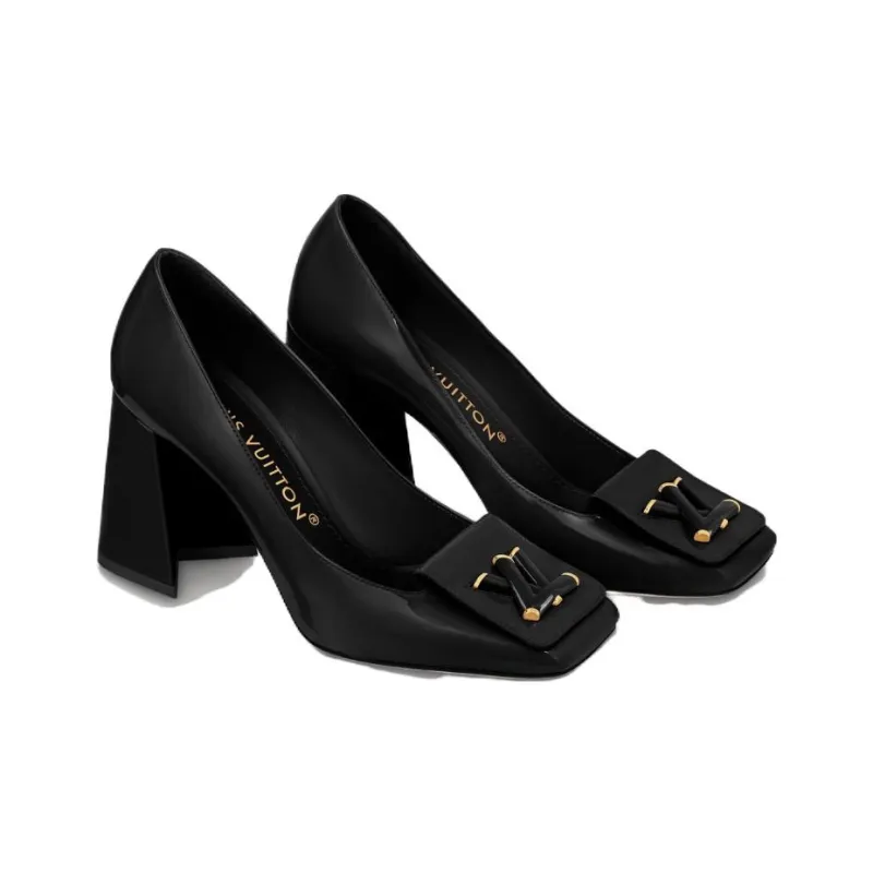 LOUIS VUITTON Shake Spool Heel High Heels 8.5cm Women's Black-2