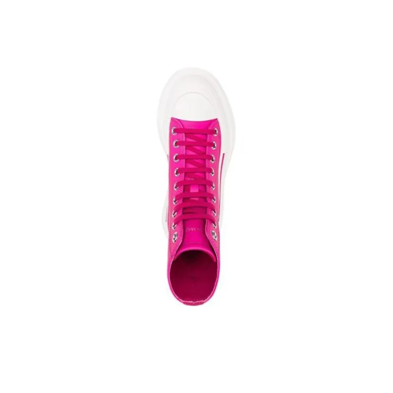 Alexander McQueen Leather Tread Slick Boot Pink White Women's-4