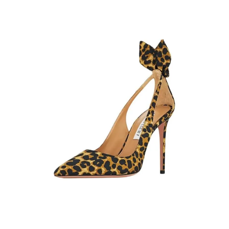 AQUAZZURA Bow Tie 85mm Leopard-print Pumps-4