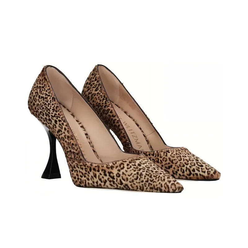 Stuart Weitzman/SW Slim Heel High Heels 10cm Women's Leopard Print-1