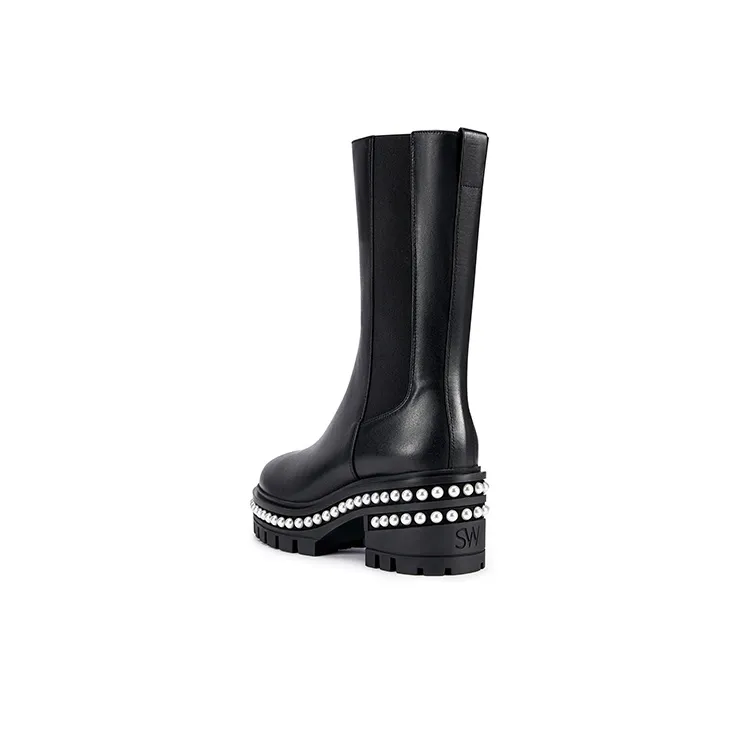 Stuart Weitzman/SW Soho Pearl Chelsea Bootie Crew Chelsea Boots Women's Black-4