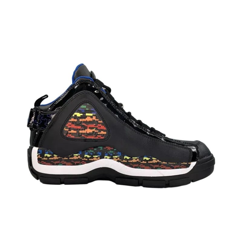 FILA Grant Hill 2 Anti-Slip And Wear-Resistant Breathable Mid-Top Casual Shoes Men's Black White-1